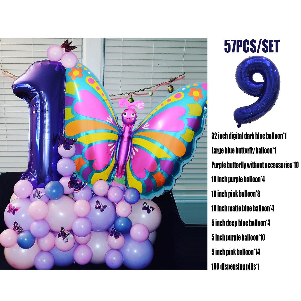 

Фиолетовая бабочка, 32 дюйма, набор воздушных шаров с цифрами, большой красочный воздушный шар из фольги с бабочкой, детский душ, день рождения, вечеринка, Рождественский декор Number 9