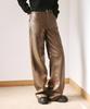 LEFTSEOUL Synthetic Soft Leather Loose Fit Pants [Brown]