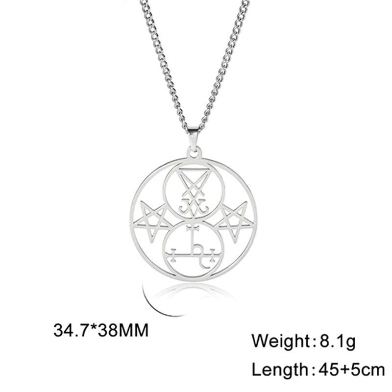Podwójny Pieczęć Lucyfera / Lilith Wisiorek Z Kosturami Lucyferiański Szatański Amulet Talizman Stal Nierdzewna Naszyjnik Prezenty