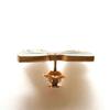 Used Chanel Ribbon Pin Brooch Coco Mark Pearl Black Gold