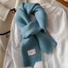 Gentle solid color small scarf white knitted wool short scarf women's autumn and winter warm couple style simple