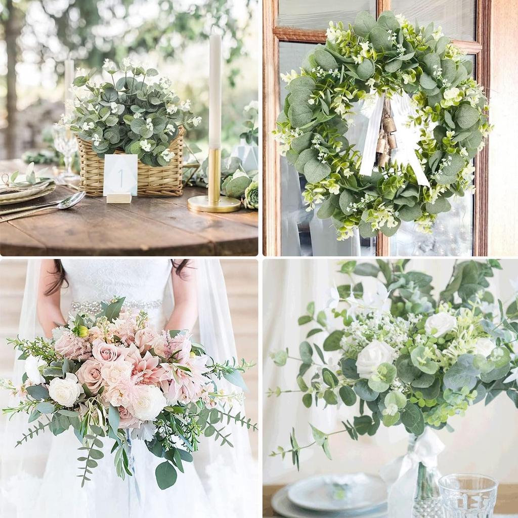 5/10/20Pcs Of Eucalyptus Leaf Stems Green Artificial Plants For Living Room Decoration Bride Wedding Vases Flowers Bouquet Decor