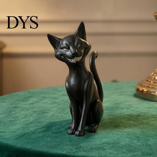 Schwarze Katze Statue für Halloween 3D Gedruckte Figur, Gotischer Stil Böses Schreibtischornament, Fotografie Requisiten Dunkle Fantasie Sitzend Haus Tischplatte