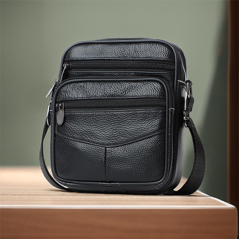 Leather Men'S Bag Simple Shoulder Messenger Bag First Layer Cowhide Classic Men'S Leather Bag Shoulder Bag