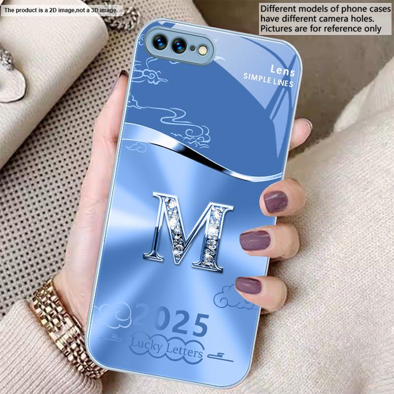Gradient yellow letter M For iPhone 17 Air 16 E 15 14 13 Plus 12 mini 17 Pro Max 11Pro XR Xs X 7 8 11 Tempered Glass Phone Case