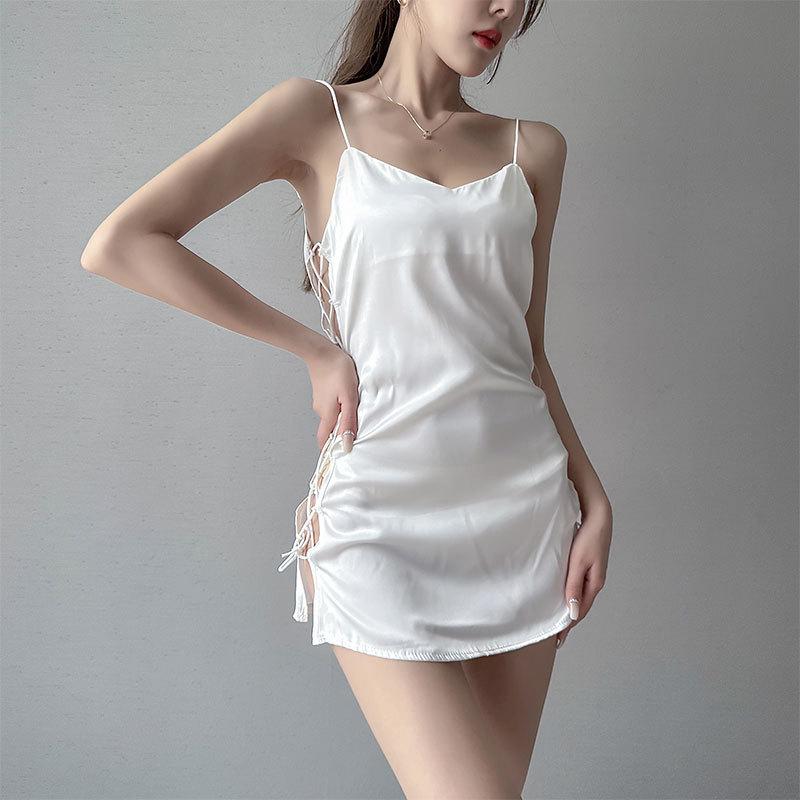 

Сексуальное нижнее белье Шелковое платье-подвязка с разрезом по боку Горячий сексуальный костюм Чистая страсть One size [wearable weight: within 65kg]