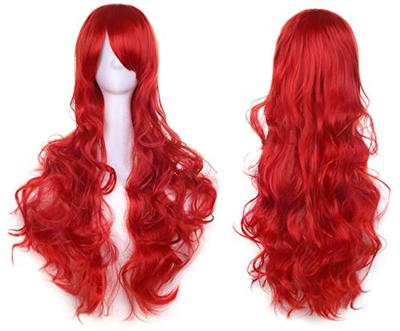 Pumpkin Parade Wig Set Long Curly Wavy Hair Full Stand Included Red Cherry 3-piece