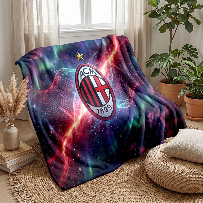 AC Milan Theme Blanket Soft Flannel Blanket Plush Throw Blanket Cozy Sofa Bed Blanket for Home Decor