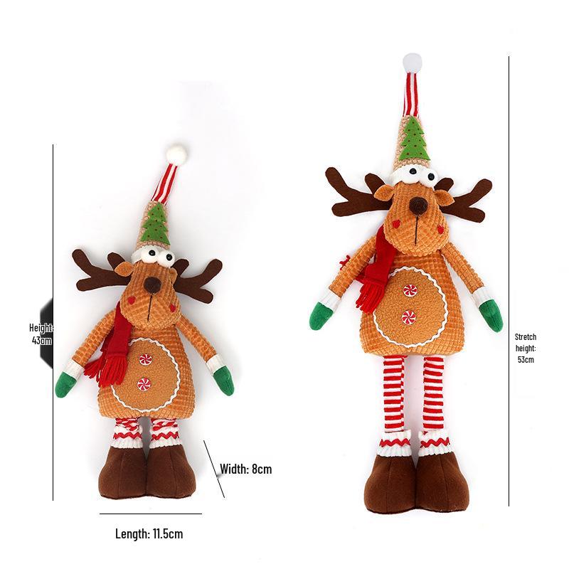 Teleskopische Schneemann- & Rentier-Plüschdekorationen mit Strickmützen für die Weihnachtsausstellung