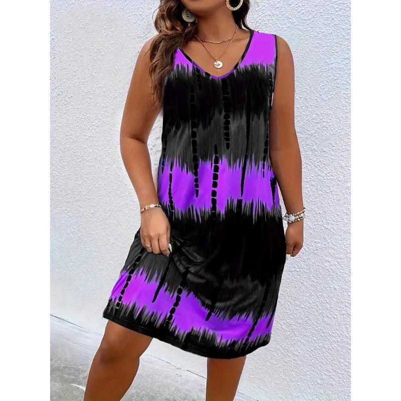 Damenmode Print Casual Holiday Gap V-Ausschnitt Ärmelloses Kleid