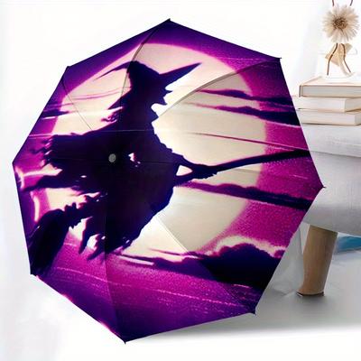 1pc Witch Moon Auto Open/Close, Foldable Compact Leisure Umbrella with 8-Rib Shaft, Perfect Gift For Men And Women 113