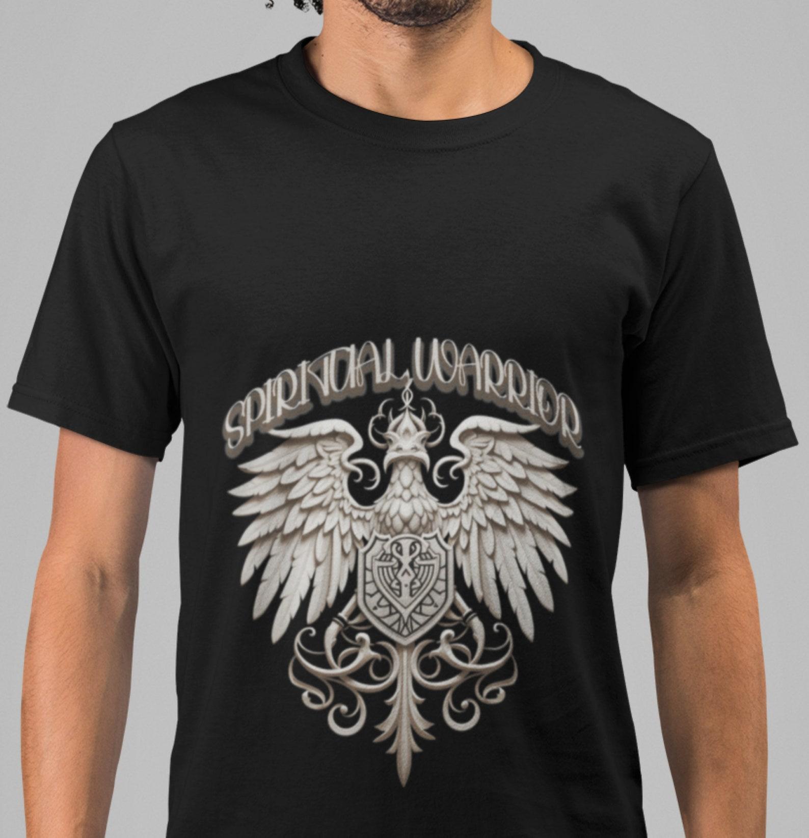 Spiritual Warrior T-Shirt: Angel Wings Graphic, Unisex Cotton Tee XL