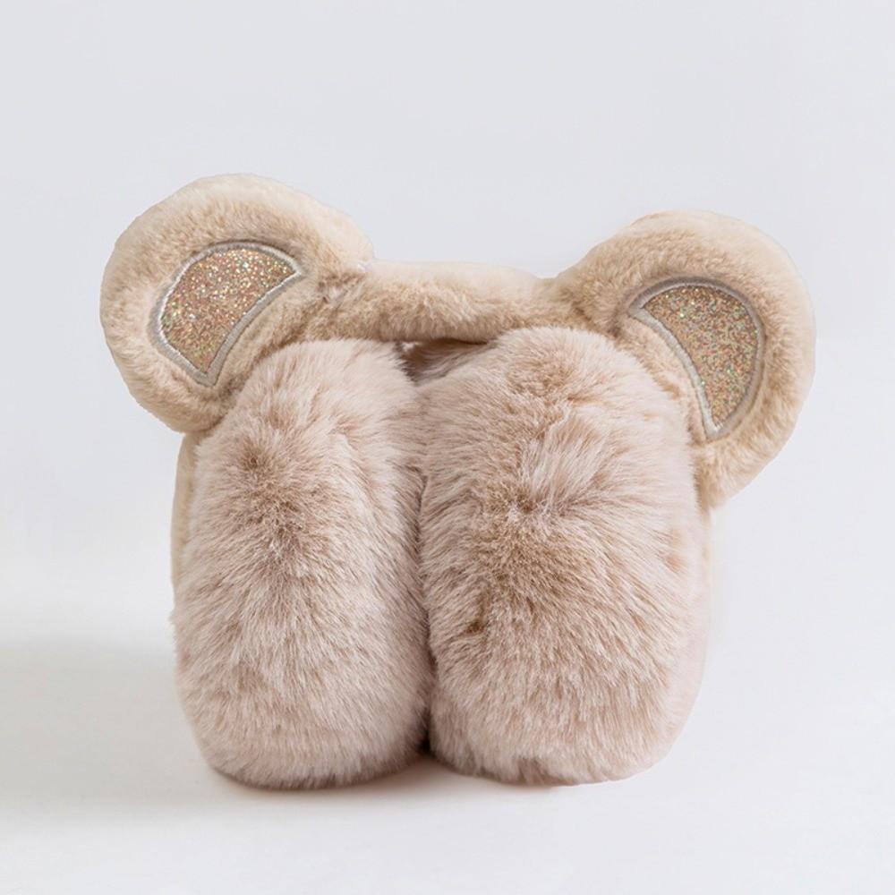 Anti-Freeze Sequins Bear Ear Earmuffs Plush Winter Ear Muffs Cute Ear Cover  for Women Girls
