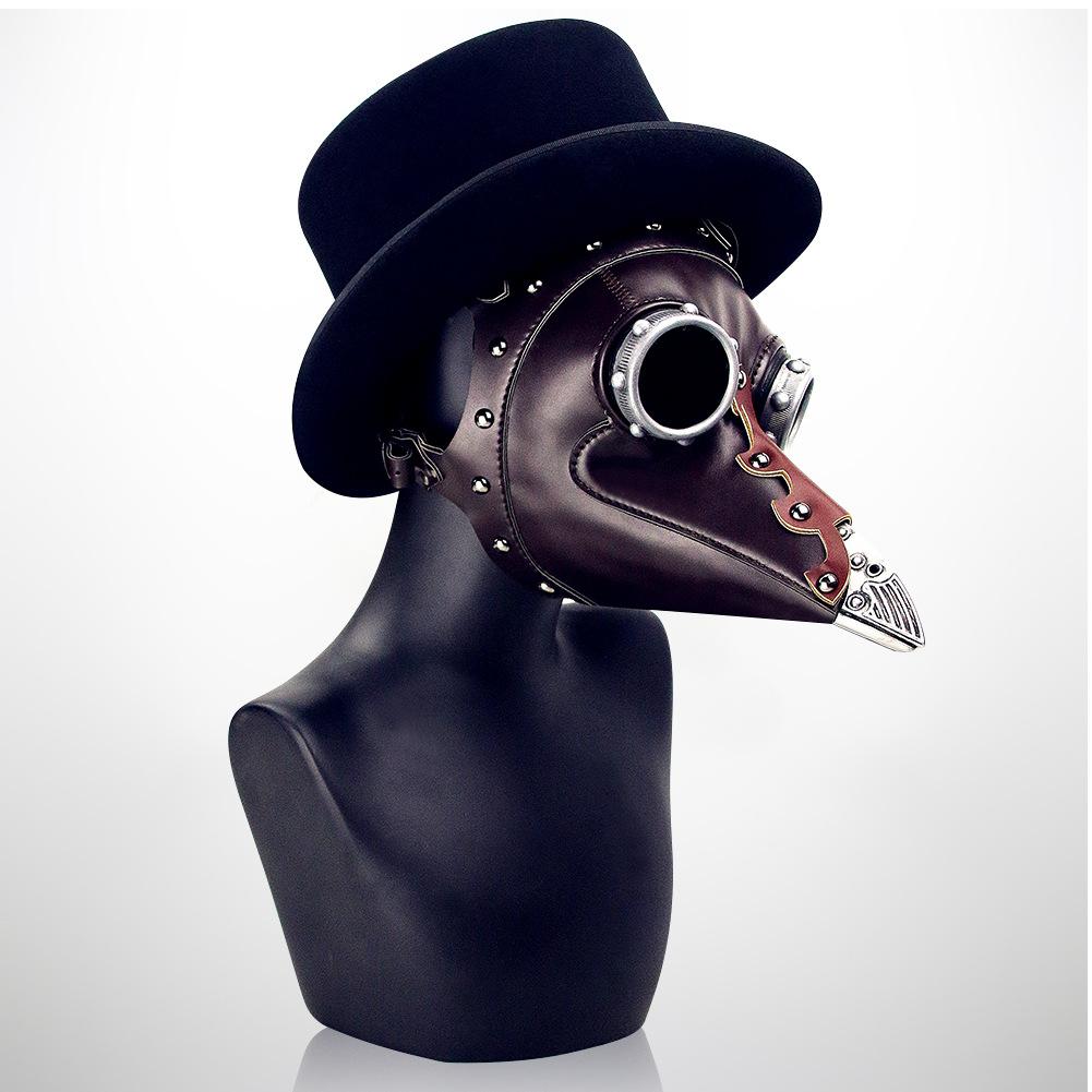 Funny Medieval Plague Doctor Mask Leather In Black Beak Mask Doctor Halloween Mask Steampunk PU Birds Cosplay Doctour De Peste