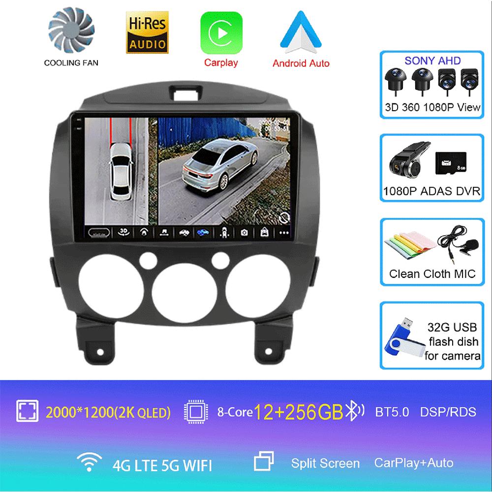 Android 14 Car Radio Multimedia Player For MAZDA 2 Mazda2 2007 2008 2009 2010 2011 2012 2013 2014 GPS Navi 2 Din Autoradio QLED