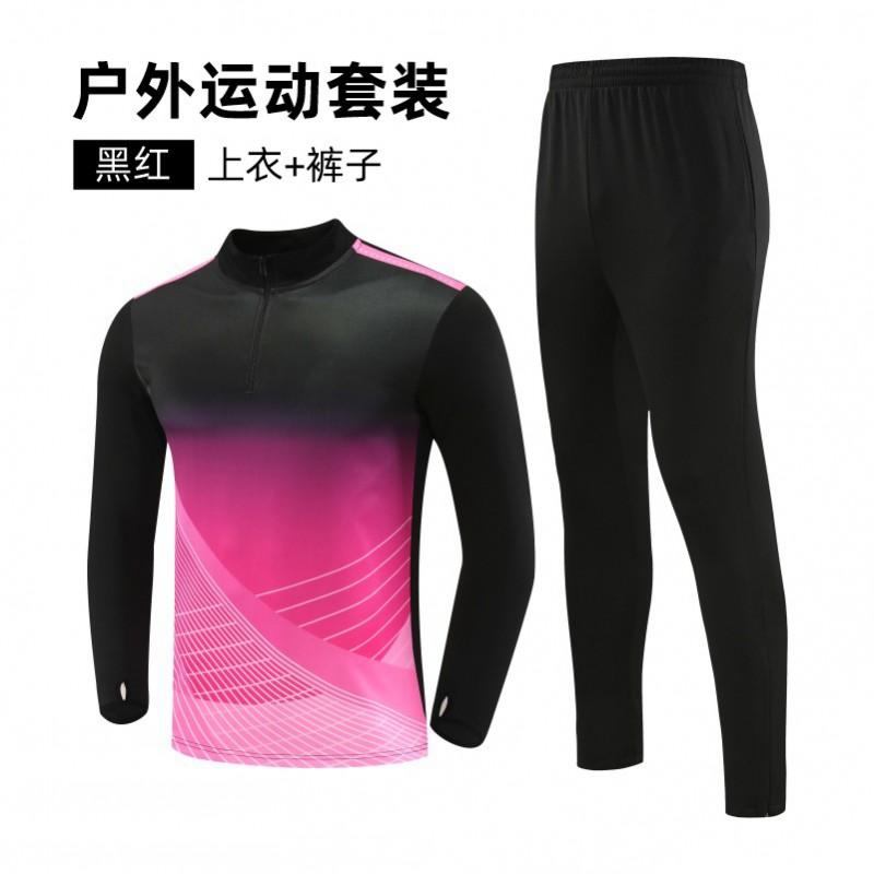 Long Sleeve Soccer Training Set Men Women Athletic Running Sportswear With Printed Design Lightweight Breathable Fabric
