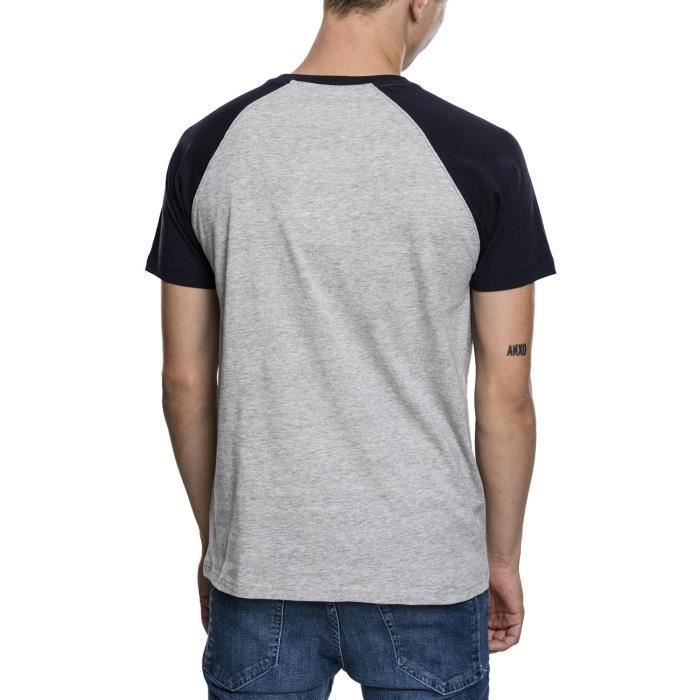 T-shirt Raglan - Urban Classics - Gris/Navy - Manches Courtes - 90% Coton - Regular Fit