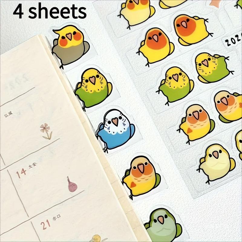 

80pcs/4-Sheet Fashion Parrot Index Stickers, Decorative Bookmark Tabs for Organizing, Journaling, Decorative Stickers,Art Labels