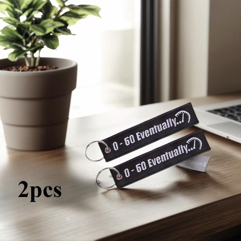 2PCS  0-60 Eventually  Embroidery Key Chain - Motorcycle/Car Safety Tag Keychains | For Men