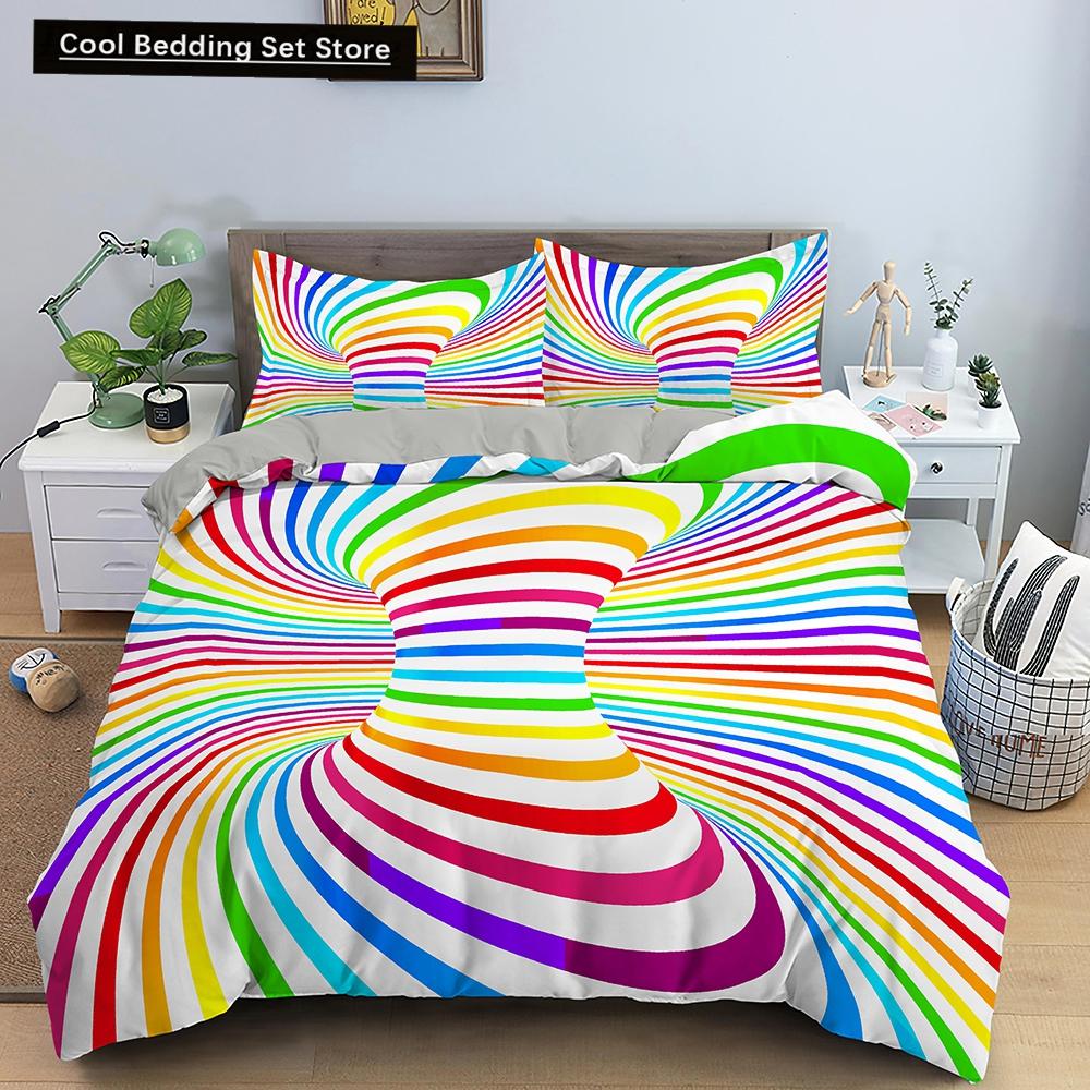 3D Duvet Cover Psychedelic Twin Bedding Set Double Quilt Cover with Zipper Closure 2/3pcs Queen King Polyester Comforter Cover