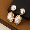Vintage Irregular Baroque Pearl Earrings for Women Elegant Geometry Pendant Earrings Wedding Banquet Party Jewelry Gift