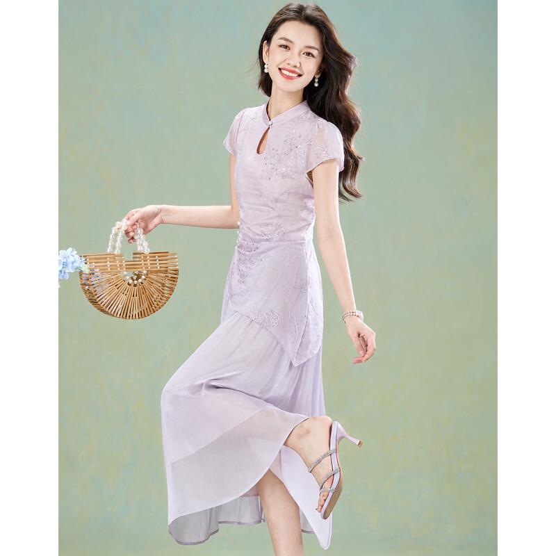 Вышитое платье Meilannie в китайском стиле 2XL фиолетовый