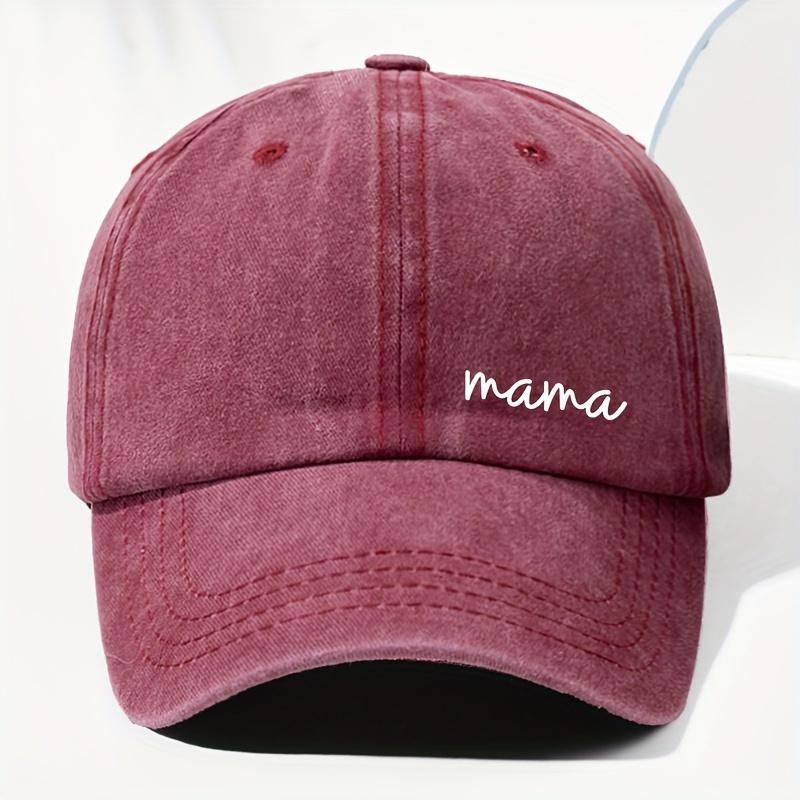 1pc Women's "Mom" Printed Baseball Cap,Retro Washed Daddy Hat,Outdoor Adjustable Mother's Day Gift,Suitable for Sports,Fishing