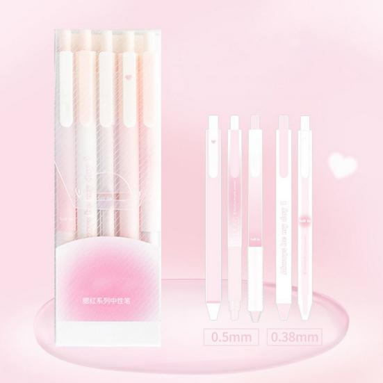 5Pcs/Box 0.5mm Gel Pen Press Type Detachable with Clip Quick Drying Assorted Stationery Gradient Color Plastic Writing Pen School Supplies