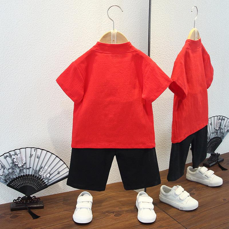 Jungen 10 Jahre Baumwolle Leinen Tang Anzug Frühling Sommer Hanbok Chinesischer Antiker Stil Atmungsaktiv Lässig Tägliches Outfit