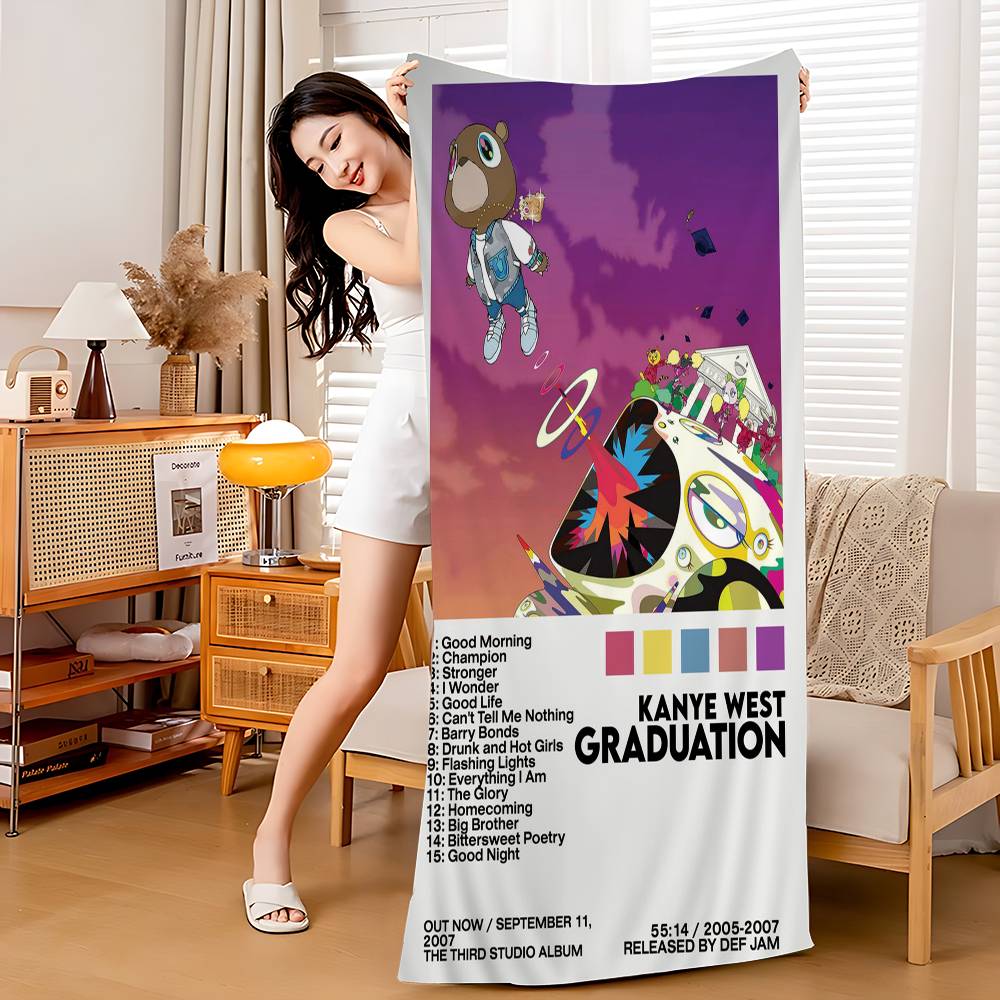 Rapper Hip Hop Pop Singer Kanye West Beach Towel Colorful Bath Towels for Girl Microfiber Sand Free Beach Yoga Spa Gym Pool