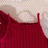 Big Girl Autumn Winter New Knitted Long Sleeve Beaded Blouse Strap Dress Set