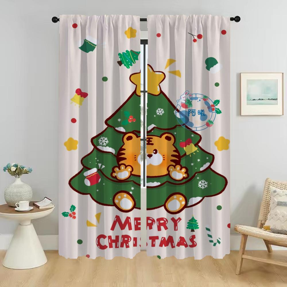

Рождественские шторы для интерьера дома для камер, украшения на Хэллоуин, оконные шторы для комнаты, 2-панельные перегородки, гостиная, кухня W50xH70cmx2pcs-CL