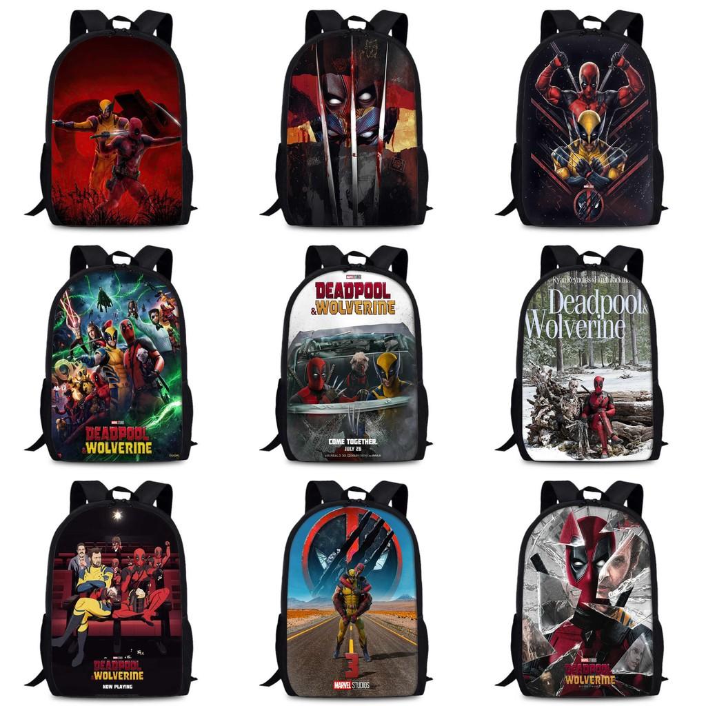 Deadpool Wolverine Backpack 15 Inch Anime Cartoon Lightweight Schoolbag