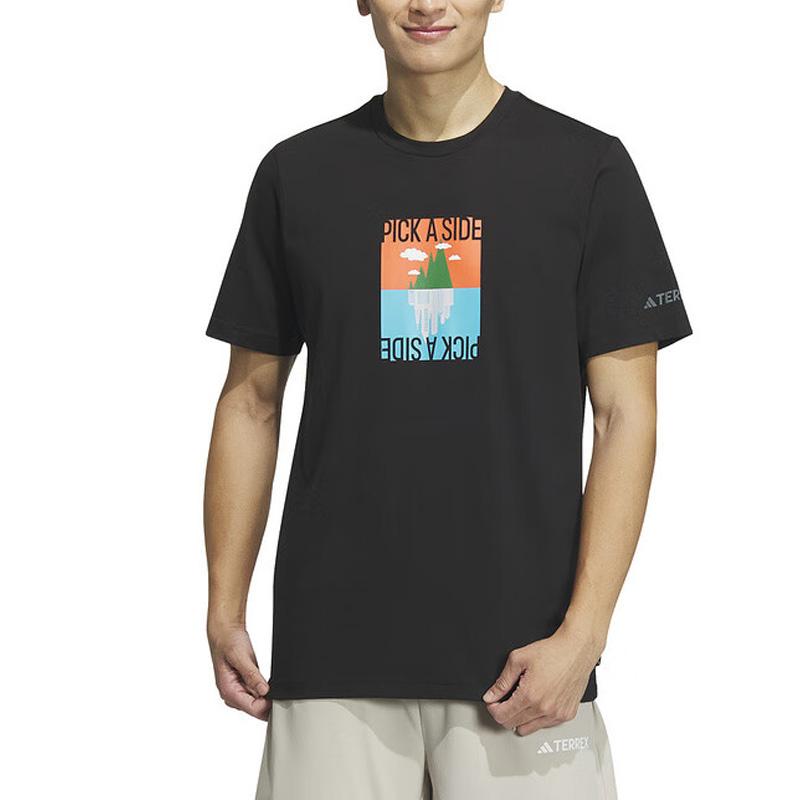 adidas T Shirts Men's Black Crew Neck Moderate Straight Fit IS0274