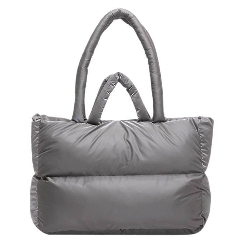 2025 new cotton-filled soft waxy tote bag for college students in class shoulder bag niche space cotton bag