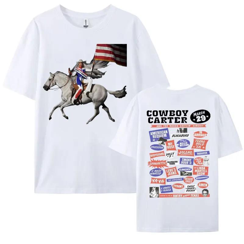 Beyonce Cowboy Carter New Album T Shirts Women Men's Vintage Cotton Oversized T Shirt Harajuku Clothing Streetwear Girls T-shirt