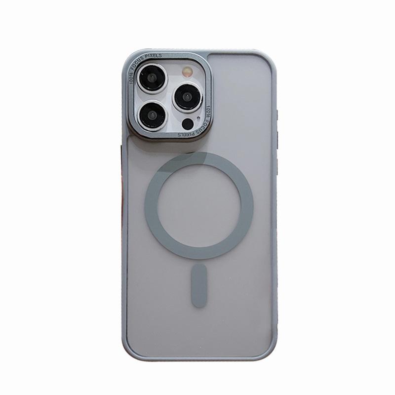 Hardware Lens Is Suitable for Apple 15 Mobile Phone Case, Skin Sense Magnetic Attraction iPhone14 Advanced Sense 13promax Hard Case Tide