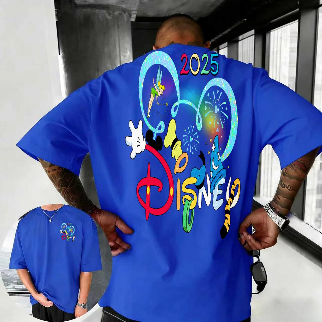 202526 Summer Disney Mickey Mouse and Donald Duck Cartoon Pattern 100 Cotton Printed Tshirt Fashion Casual Mens Clothing