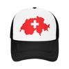 Cappellini da Baseball a Rete con Mappa e Bandiera Svizzera Svizzera Unisex Donna Sportivi Cappelli Parasole Regolabili Estivi Cappellino Trucker