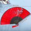 Bamboo Chinese Folding Fan Red Folding Fans Women Dance Fan Wooden Shank Tassel Elegant Art Crafts Wedding Gift Home Decorations