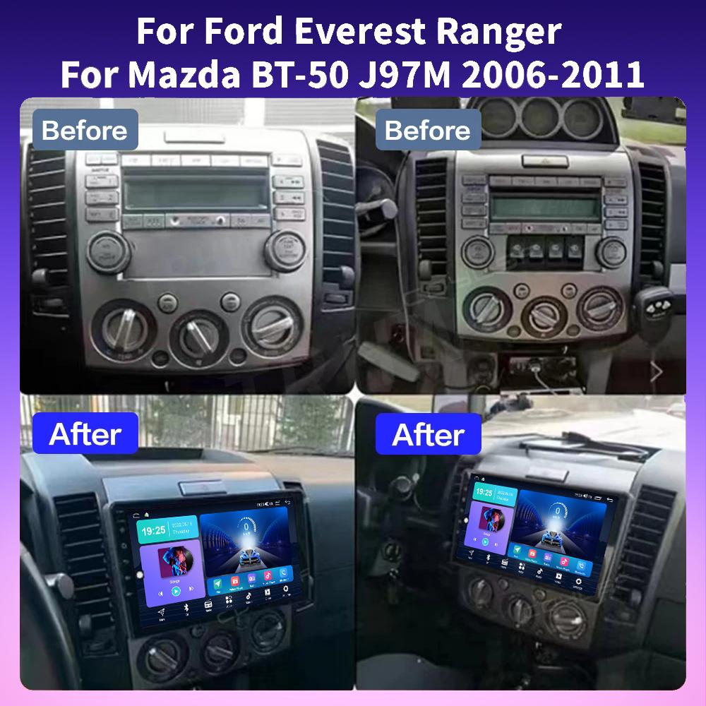 2 DIN Android Carplay Car Radio For Ford Ranger 2007-2011 Multimedia Player Head Unit Stereo GPS Navigation BT WIFI 4+64GB