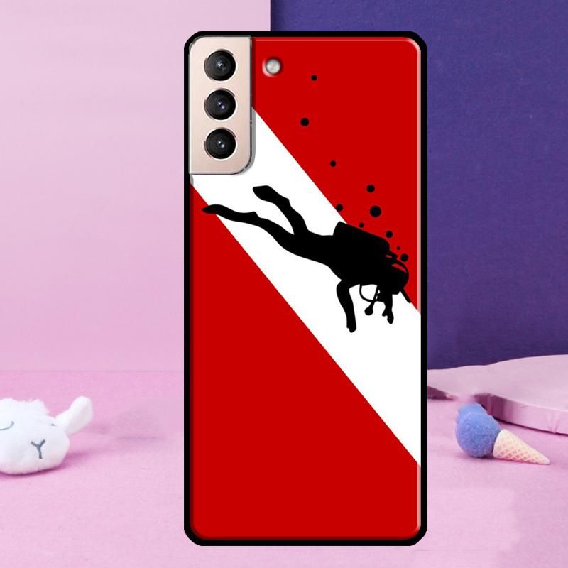 Diver Down Scuba Flag Phone Case For Samsung Galaxy S25 S24 Ultra S9 S10 S20 S21 S22 Plus S23 FE S24 FE Cover