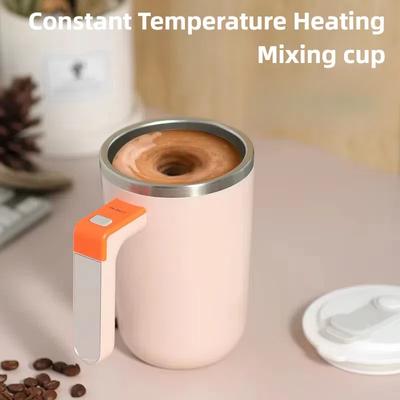 Cană nouă portabilă cu încălzire de temperatură și agitare magnetică, pentru cafea, lapte, amestecare, acasă, reîncărcabilă USB, cu gură dublă pentru băut