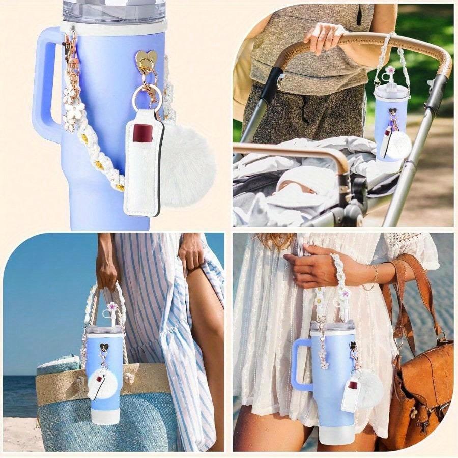 Becherzubehör 30 oz 40 oz Trommel mit Griff, einschließlich Wasserflaschen-Tragegurt, Kerzenhalter, Stiefel, Schlüsselanhänger, Strohhalm-Deckel