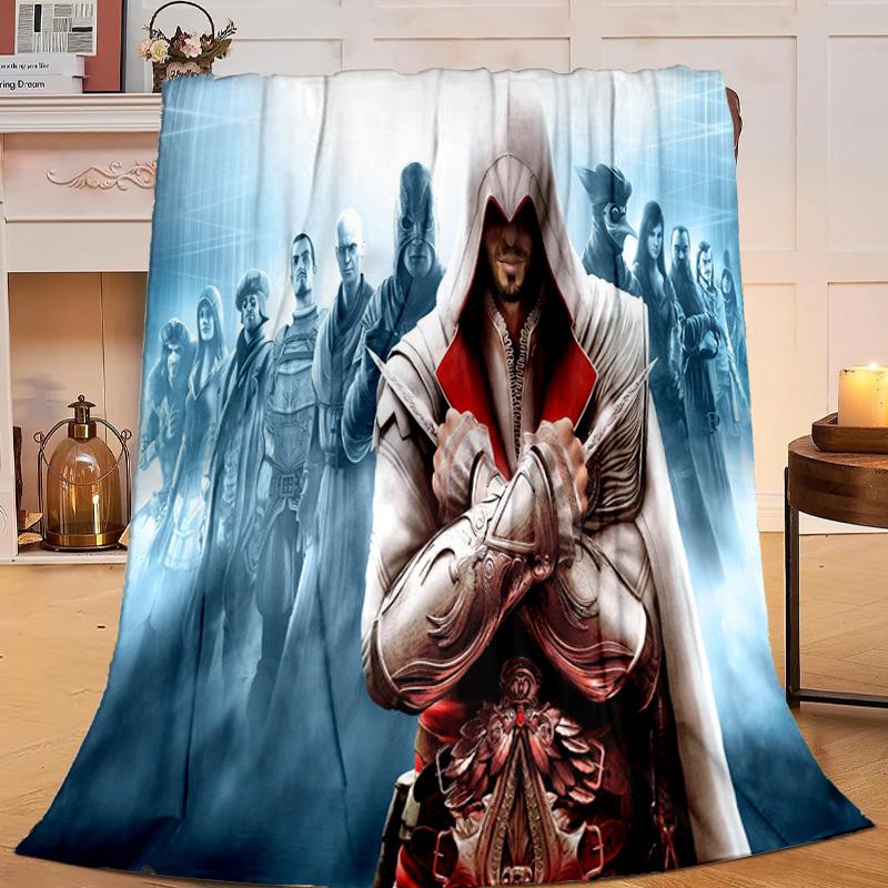 1PC Assass Warrior Flannel Blanket Gift, Suitable for Both Men And Women, Soft Ideal for Beds And Sofa, Birthday Or Christmas Gift