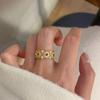 Micro-inlaid zircon hollow flower window opening ring light luxury niche fashion versatile temperament jewelry