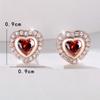 Cute Female Green Black Red Zircon Crystal Stone Stud Earrings Vintage Rose Gold Color Wedding Jewelry For Women