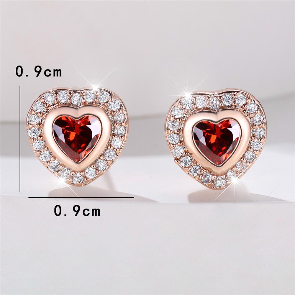 Cute Female Green Black Red Zircon Crystal Stone Stud Earrings Vintage Rose Gold Color Wedding Jewelry For Women