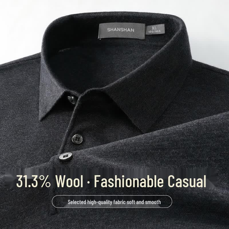 SHANSHAN Men's Summer Wool Blend Polo Knit Shirt