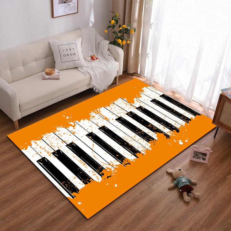 

Artistic Rug with Black and White Piano Keys on Orange Background Suitable for use as an anti-slip game mat for living room and bedroom sofas 40x60cm( 15x23in )
